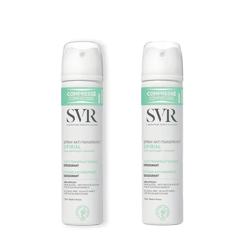 SVR Spirial Antiperspirant Deodorant Sensitive Skin Spray, 2x75 ml