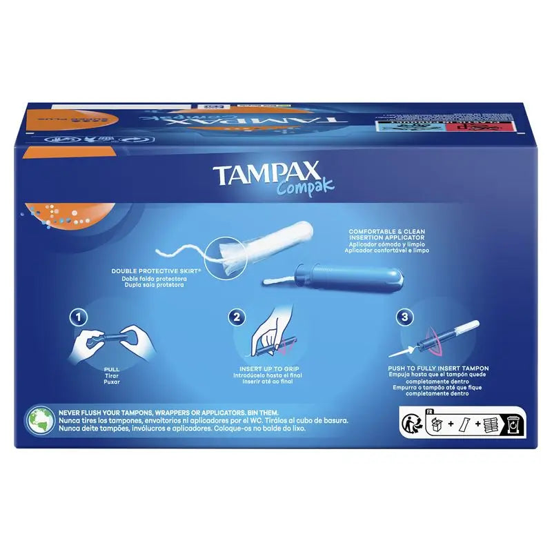 Tampax Compak Super Plus Tampons With Applicator , 26 units