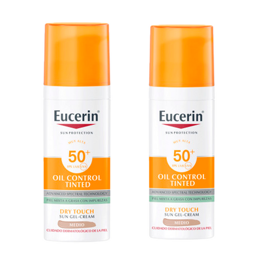 Eucerin Oil Control Dry Touch Face Sunscreen Pack SPF50+ Colour, 2x50 ml