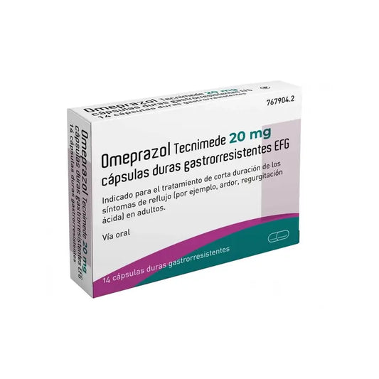 Tecnimede Omeprazole 20 mg, 14 hard gastroresistant capsules