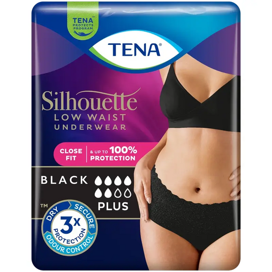 Tena Silhouette Black Low Waist Large , 10 units