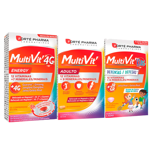 Forté Pharma Family Pack Multivit Junior + Adult + 4G Defences, 30+28+30 tablets