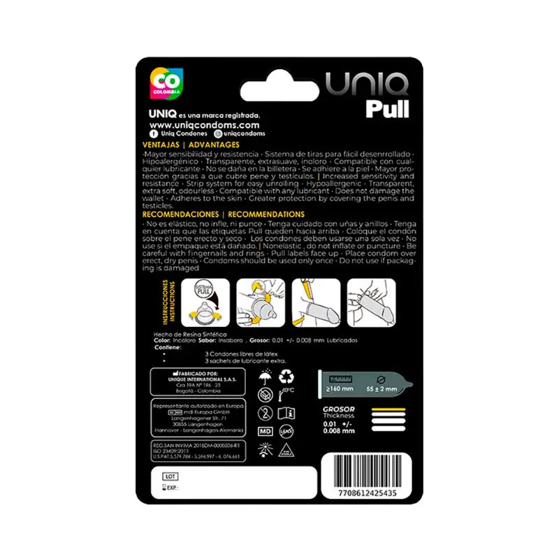 Uniq Pull Condoms With Latex Free Straps 3 Units