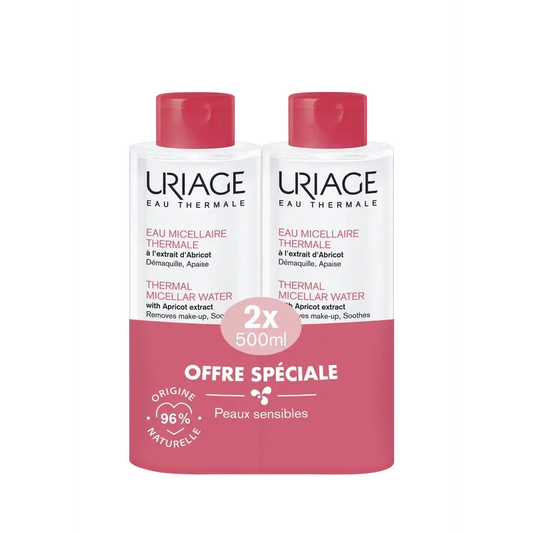 Uriage Thermal Micellar Thermal Spring Water for Sensitive Skin, 2X500 Ml