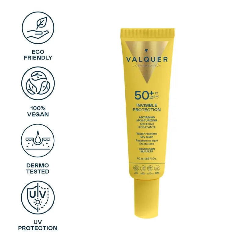 Valquer Sunscreen Facial Sunscreen 50+ Invisible Protection, 40 ml