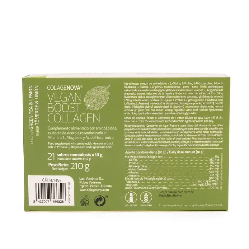 Colagenova Vegan Boost Green Tea + Lemon, 21 Envelopes