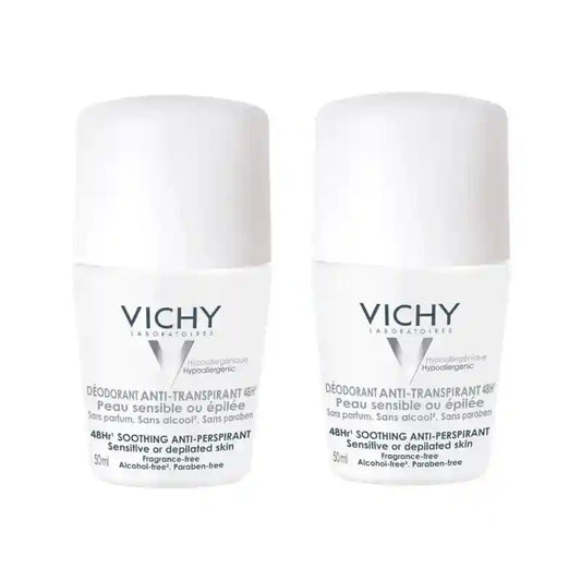 Vichy Anti-Transpirant Deodorant 48H Roll-On Sensitive Skin, 2X50 Ml