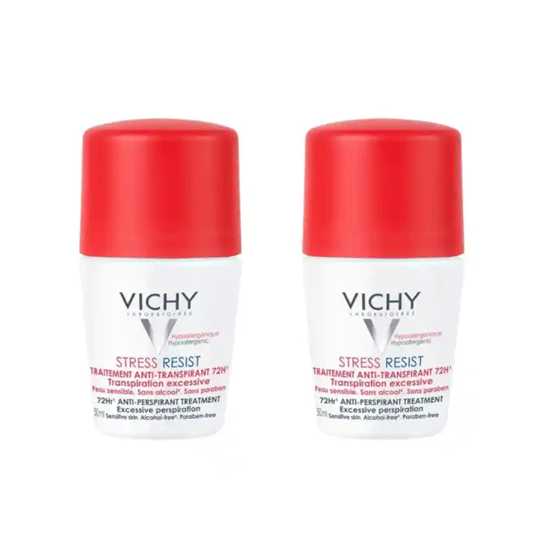 Vichy Stress Resist Deodorant Intensive Anti-Transpirant Treatment 72H Roll-On, 2X50 Ml