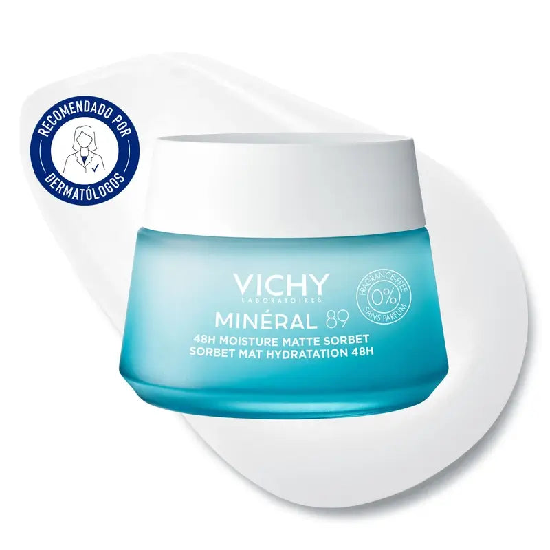 Vichy Mineral 89 Matte Moisturising Sorbet Gel 48H with Hyaluronic Acid , 50 ml