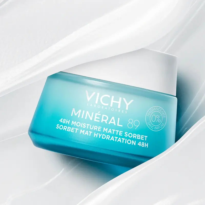 Vichy Mineral 89 Matte Moisturising Sorbet Gel 48H with Hyaluronic Acid , 50 ml