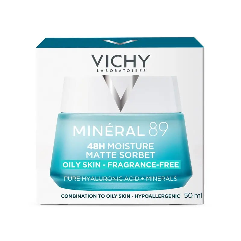 Vichy Mineral 89 Matte Moisturising Sorbet Gel 48H with Hyaluronic Acid , 50 ml