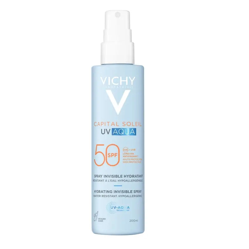 Vichy Solar Uv Aqua Spray Invisible Moisturising Spray Spf50, 200 ml