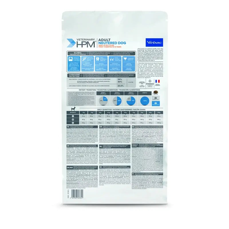 Virbac Hpm Adult Dog Neutered Small & Toy 3kg, dog food for Dogs