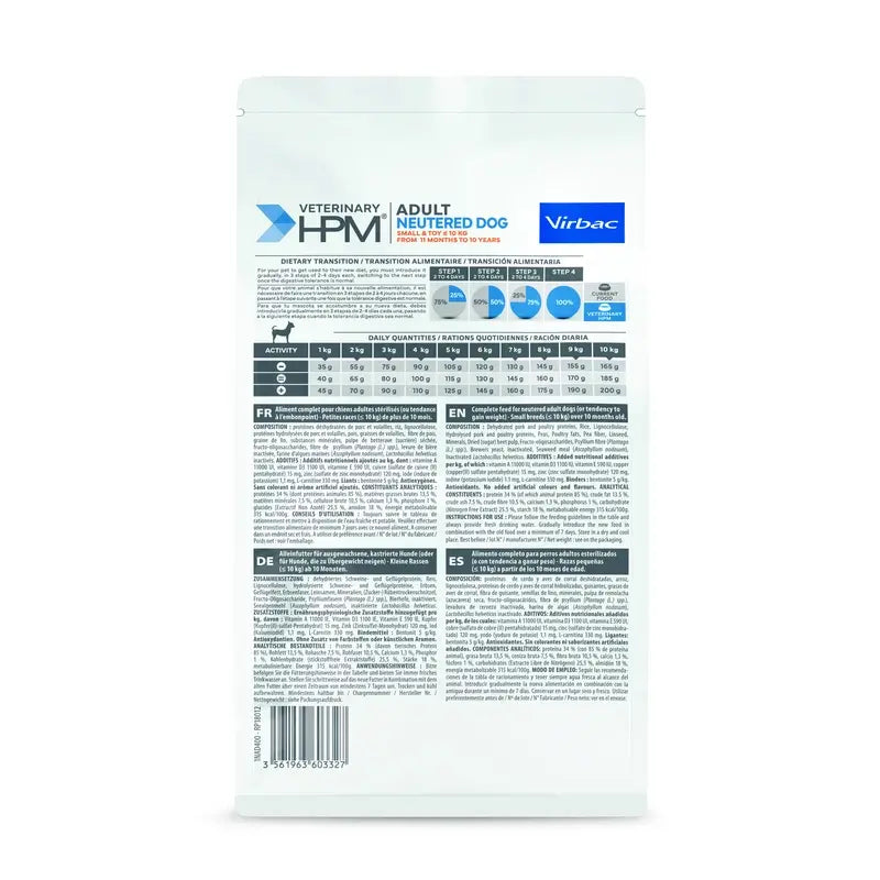 Virbac Hpm Adult Dog Neutered Small & Toy 400g, dog food for Dogs