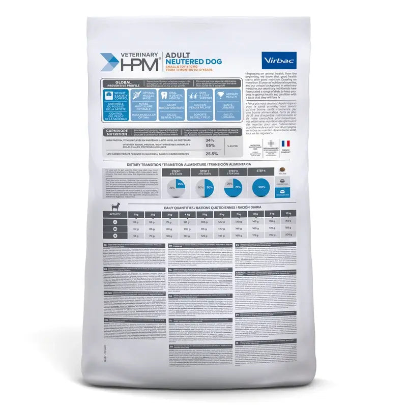Virbac Hpm Adult Dog Neutered Small & Toy 7kg, dog food for Dogs