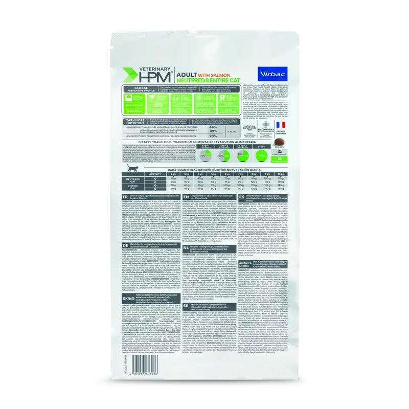 Virbac Hpm Adult Salmon Neutered & Entire Cat Food 1,5 Kg, cat food