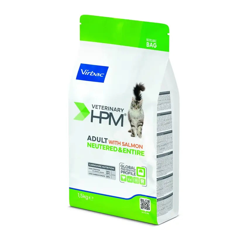 Virbac Hpm Adult Salmon Neutered & Entire Cat Food 1,5 Kg, cat food