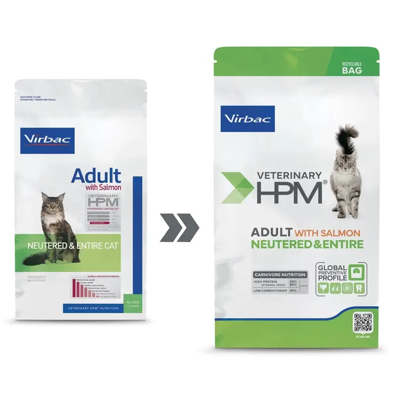 Virbac Hpm Adult Salmon Neutered & Entire Cat Food 1,5 Kg, cat food