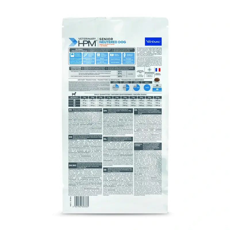 Virbac Hpm Senior Dog Neutered Small & Toy 1,5kg, dog food for Small & Toy Dogs