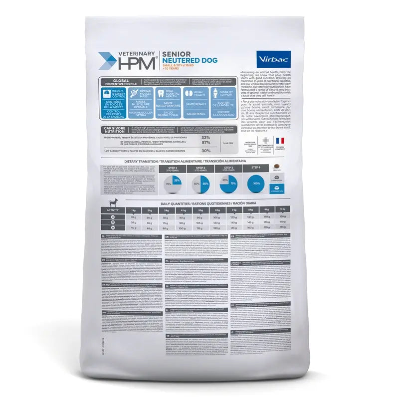 Virbac Hpm Senior Dog Neutered Small & Toy 7kg, dog food for dogs