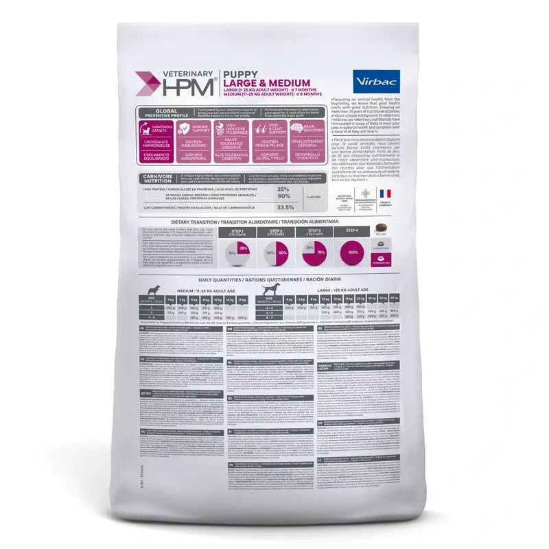 Virbac Veterinary HPM Puppy Large & Medium Dog , 7 kg, dog food