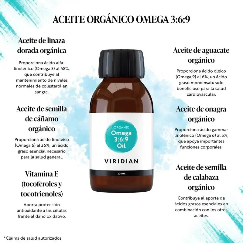Viridian Omega 3-6-9 Oil 200Ml. Vegan