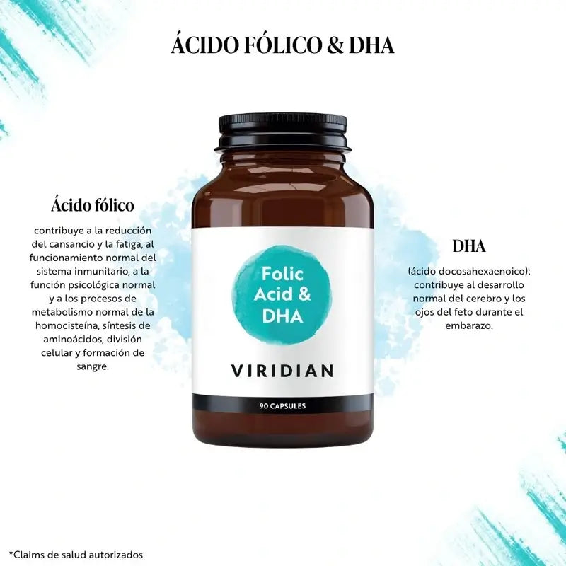 Viridian Folic Acid 400Ug With Dha 90Cap.Veg.