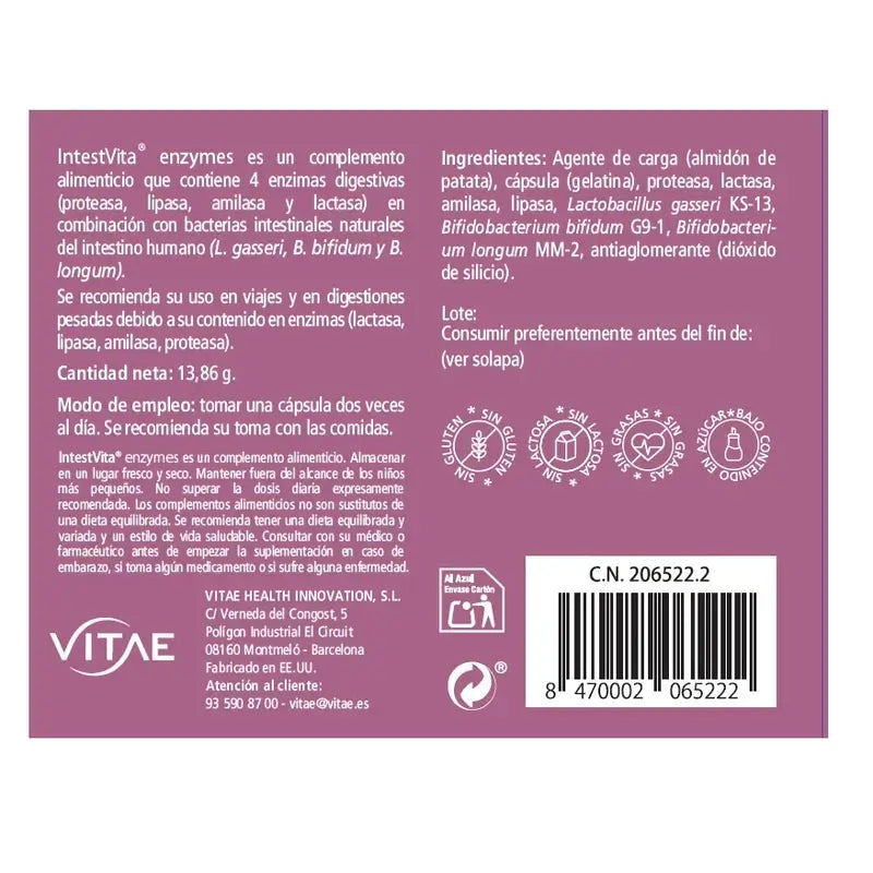 VITAE IntestVita Enzymes, 30 capsules