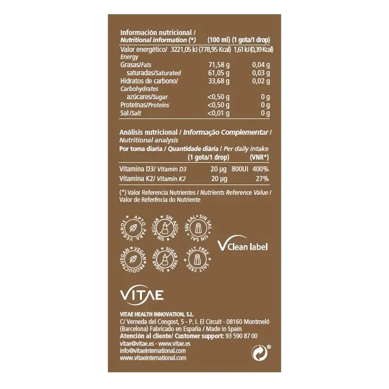 VITAE Vitae Vitamin D3K2, 10ml