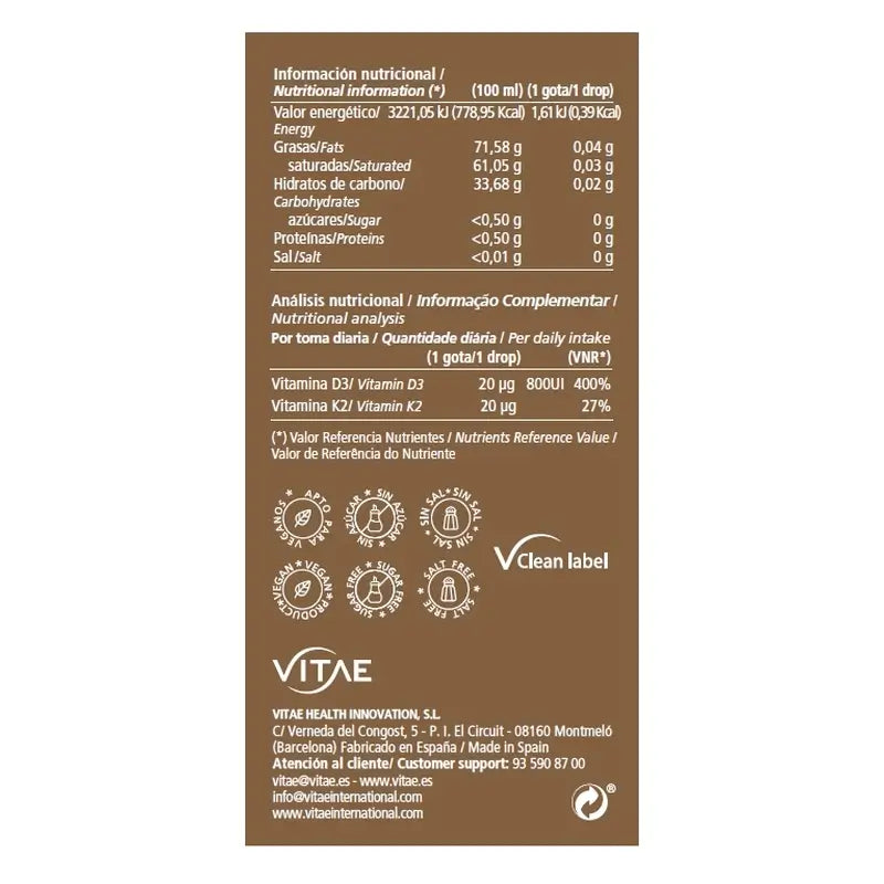 VITAE Vitae Vitamin D3K2, 10ml