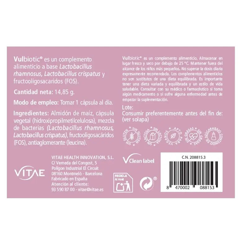 VITAE Vulbiotic, 30 capsules