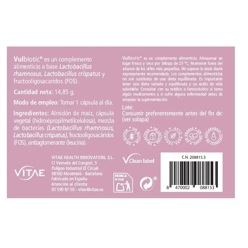 VITAE Vulbiotic, 30 capsules