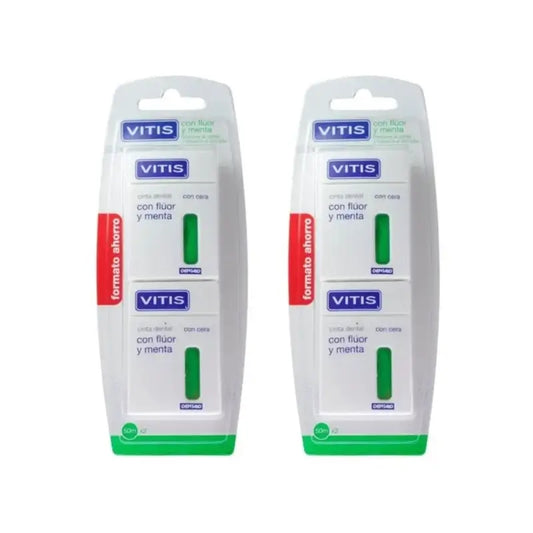 Vitis Duplo Dental Floss With Fluoride And Mint, 2X50M