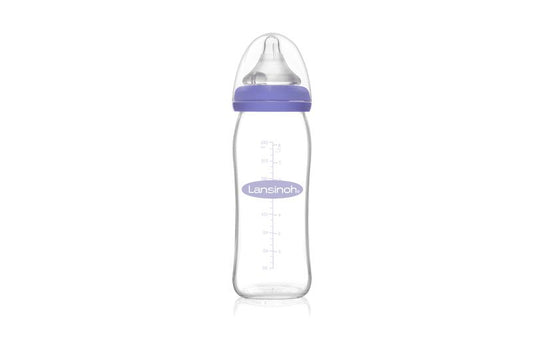 Lansinoh Glass Breast Milk Bottle With Naturalwave Nipple , 240 ml
