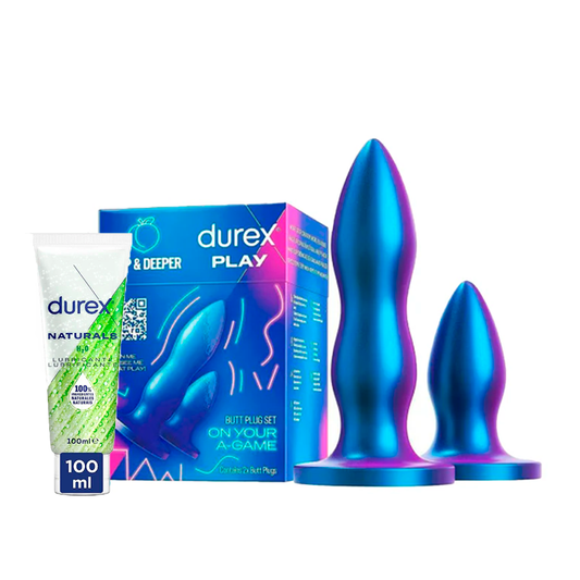 Durex Pack Anal Plugs, Set Deep & Deeper + Natural Lubricant 100 ml