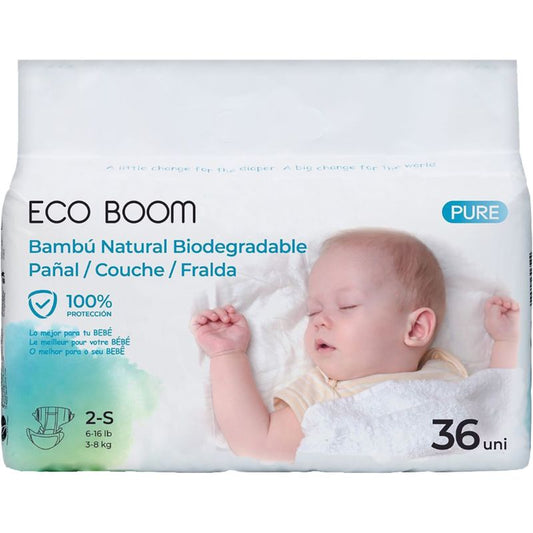 Eco Boom Bamboo Nappies Pure S 2, 36 pcs.