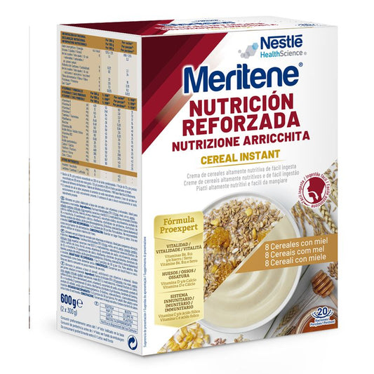 Meritene Cereal Instant Cream of 8 Cereals with Honey 2 units x 300 gr.