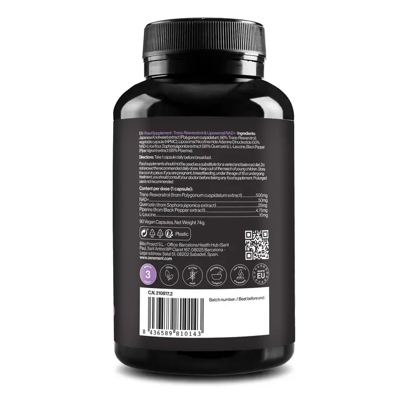 Zenement Trans-Resveratrol AND Nad+ Liposomal, 90 vegan capsules