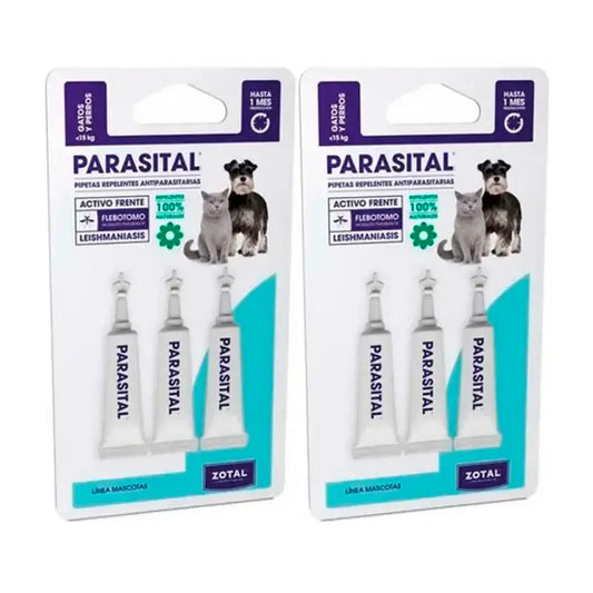 Zotal Parasital, Pack 2 x 3 Antiparasitic Pipettes Cats and Small Dogs up to 10Kg